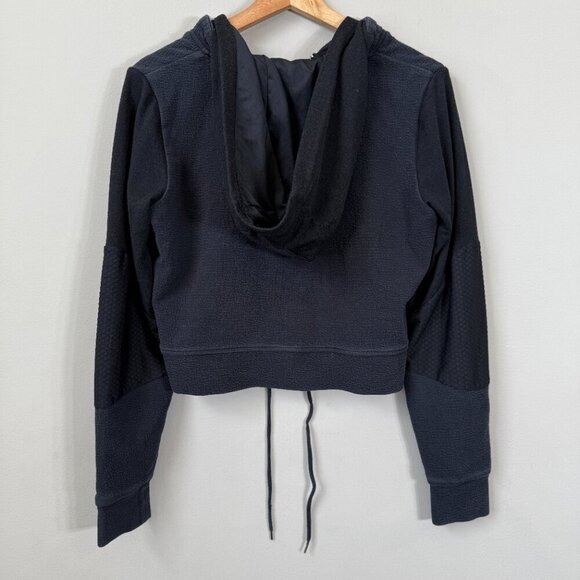 Gymshark Cropped Full Zip Hooded Sweatshirt Women's Small Black Workout Active - Picture 10 of 13